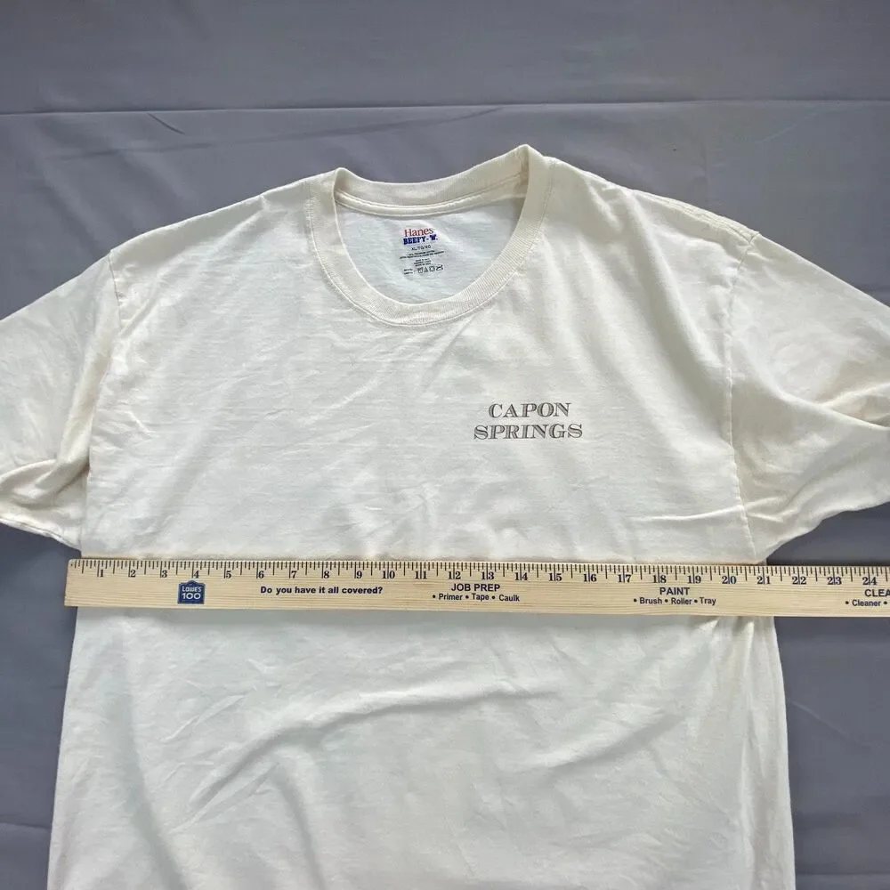 Hanes Beefy-T Mens XL Off White Capon Springs West Virginia Graphic T-Shirt
